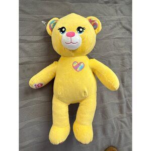 Build-A-Bear Yellow Plush Teddy Bear With Tie-Dye Heart & Ears Embroidered B-A-B